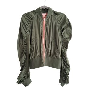 Hunter x Target XS Olive Green 100% Nylon Windbreaker Full Zip Jacket Ruched